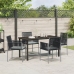Conjunto de Comedor de Jardín  de 5 Piezas con Cojines Negro Poliratán