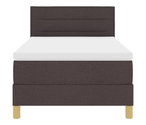 Cama con somier  con colchón marrón oscuro 100x200 cm Tela