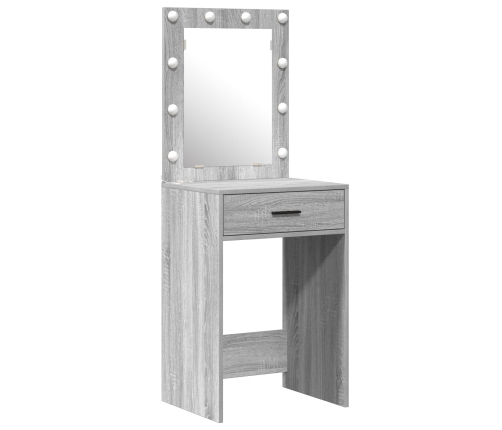 Juego de Mesa de Maquillaje de 2 Piezas  con LED en Madera Elaborada Gris Sonoma