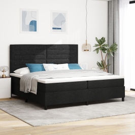 Cama con Somier y Colchón Negra 200x200 cm Tela
