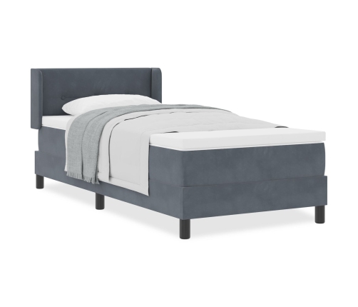 Cama Box Spring con Colchón  Gris Oscuro 90x200 cm Terciopelo