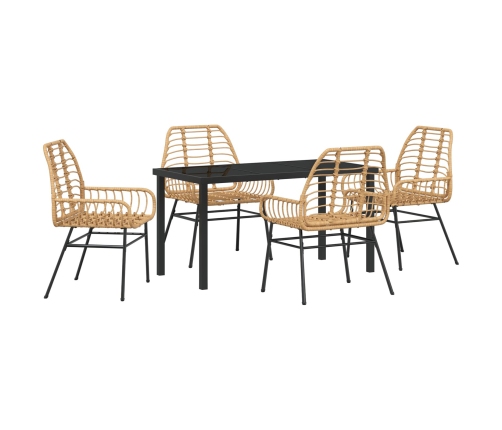 Set de Comedor de Jardín de 5 Piezas Marrón Poliratán