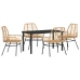Set de Comedor de Jardín de 5 Piezas Marrón Poliratán