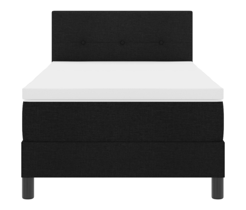 Estructura de Cama  con Colchón Negro y Blanco Tela 90 x 200 cm