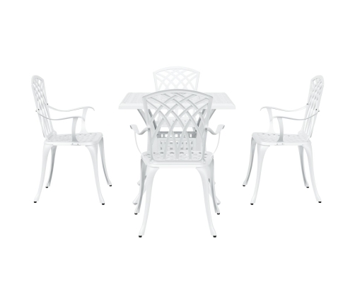 Conjunto de Comedor de Jardín de 5 Piezas  Blanco de Aluminio Fundido