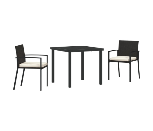 Juego de Comedor de Jardín  3 Piezas Negro Poliratán