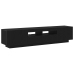 Mueble de TV  con luces LED en roble negro de 180x35x40 cm, hecho de madera