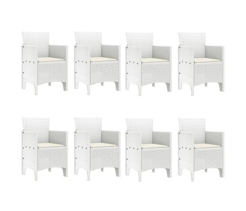 Juego de Comedor de Jardín Conjunto de 9 Blanco Poliratán