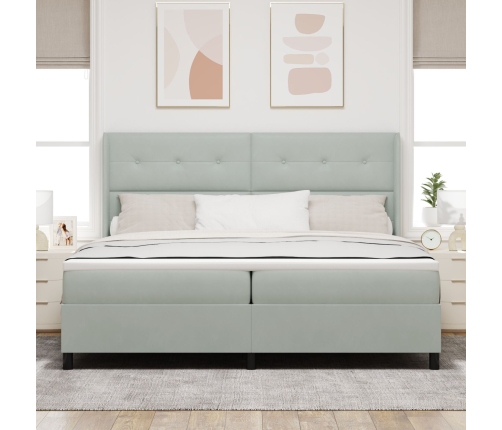 Cama con Box Spring y Colchón  Gris Claro 200x200 cm Terciopelo