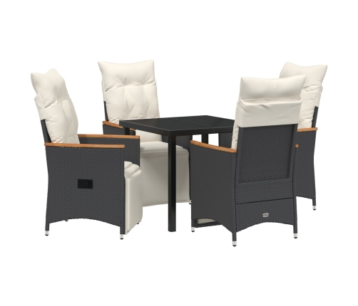 Juego de Comedor Jardín 5 Piezas  con Cojines Ratán Polimérico Negro