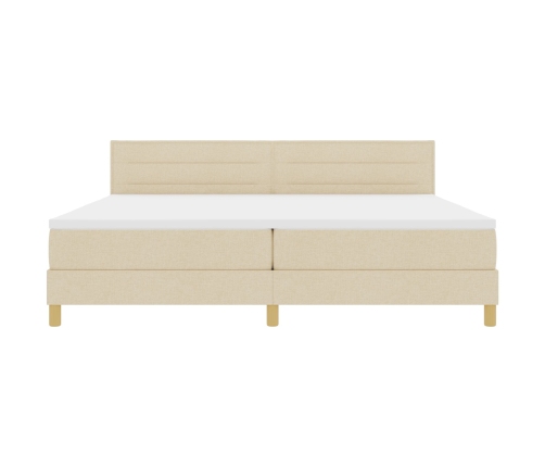 Cama con Base de Resortes con Colchón Crema 200x200 cm Tela