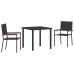 Conjunto de Comedor de Jardín de 3 Piezas Negro de Poliratán