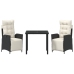 Set de Comedor de Jardín  de 3 Piezas Negro Ratán Poliéster