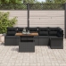 Conjunto de Comedor de Jardín de 7 Piezas con Cojines Negro Ratán Polietileno Acacia