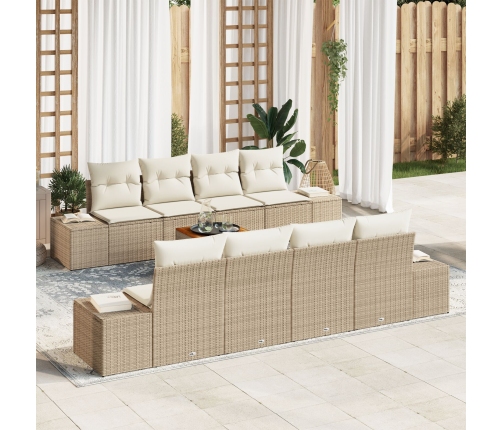 Juego de Sofá de Jardín  de 7 Piezas con Cojines Beige Ratán Sintético Acacia