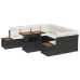 Conjunto de 9 Piezas de Comedor de Jardín con Cojines Negro Poliratán Acacia