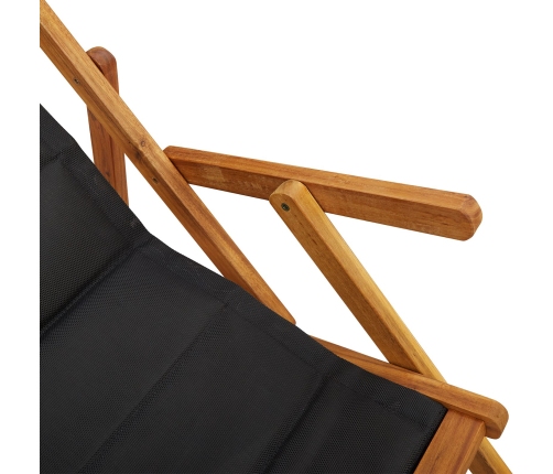 Sillas de playa plegables  2 pcs Negro Madera maciza de Acacia y Textileno