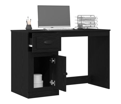 Escritorio  con almacenamiento roble negro 50x115x75 cm madera aglomerada