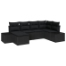 Conjunto de Sofá de Jardín  Set de 6 Negro Poliratán, Poliéster