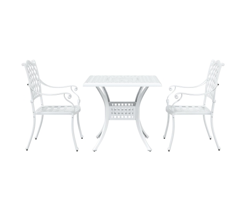 Conjunto de Bistro de Jardín de 3 Piezas  de Aluminio Fundido Blanco