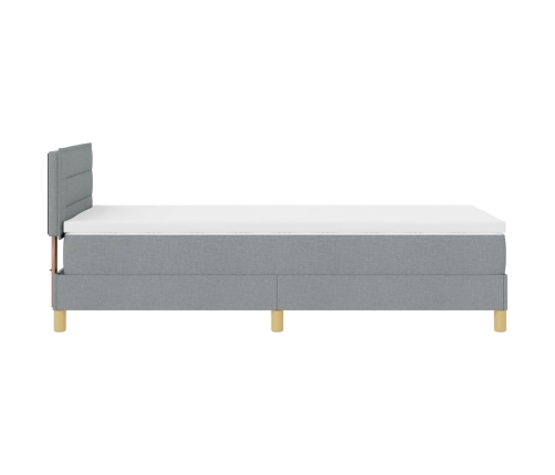 Cama con Base con Colchón y Luz LED Gris Claro 90x200 cm Tela