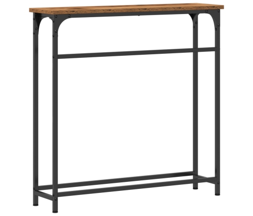 Mesa Consola  Madera Vieja 75x19,5x75 cm Madera Ingenierizada y Acero