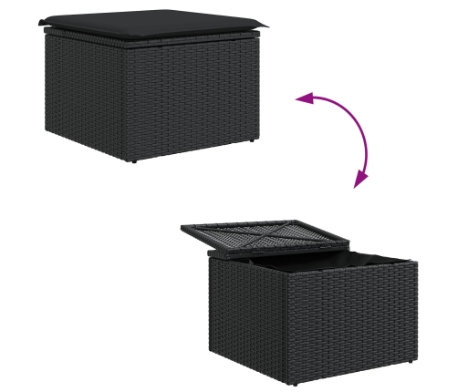 Conjunto de Comedor de Jardín  de 6 Piezas con Cojines Negro Poliratán
