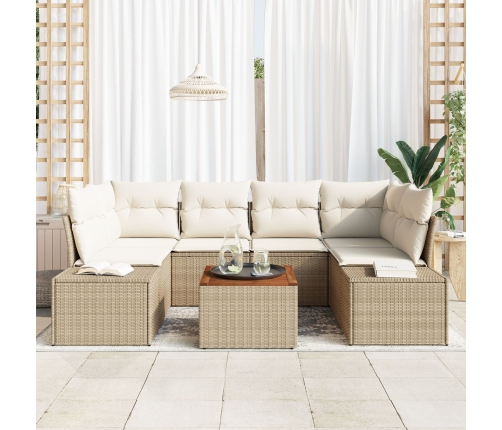 Juego de Sofás de Jardín 7 Piezas Beige Poliratán