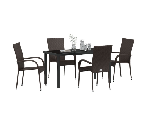 Juego de Comedor de Jardín de 5 Piezas Marrón Rattan Polimérico