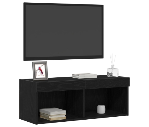 Muebles para TV  con luces LED 2 pcs Roble Negro 80x30x30 cm
