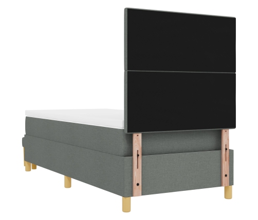 Cama con Sommier y Banco Gris Oscuro 100x200 cm Tela