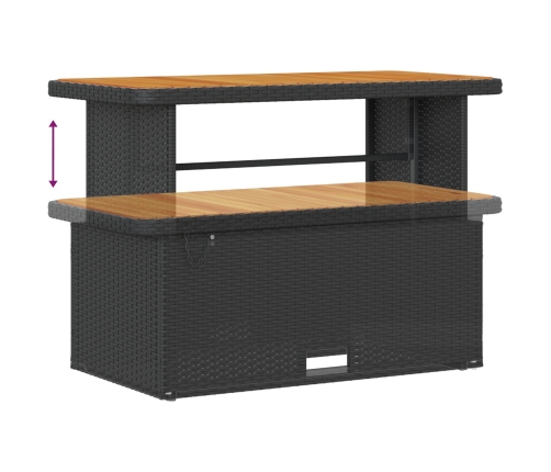 Conjunto de Comedor de Jardín de 4 Piezas con Cojines Negro de Poliratán y Acacia