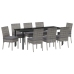 Conjunto de comedor de jardín de 9 piezas  en gris polirratán