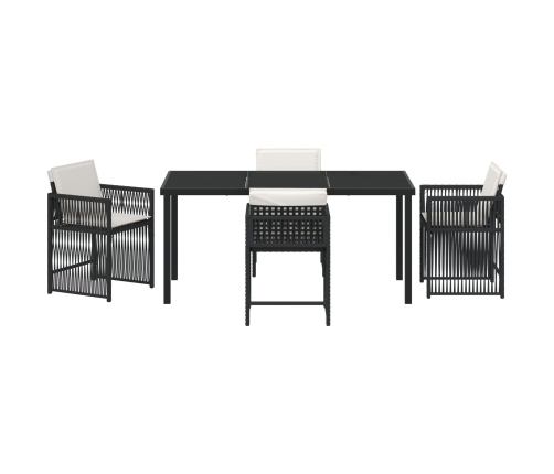 Set de Comedor de Jardín de 5 Piezas con Cojines Negro Poliratán
