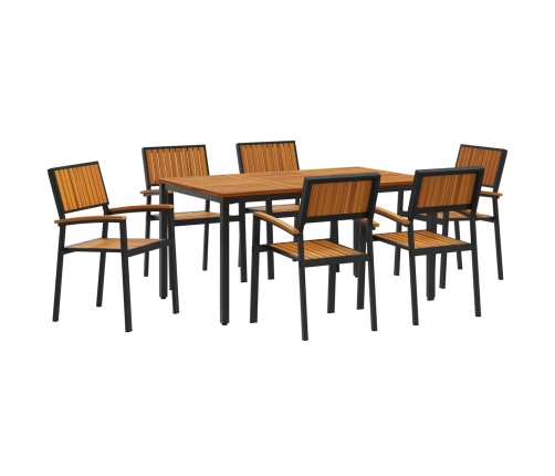 Juego de Comedor de Jardín 7 Piezas Negro Aluminio Resistente