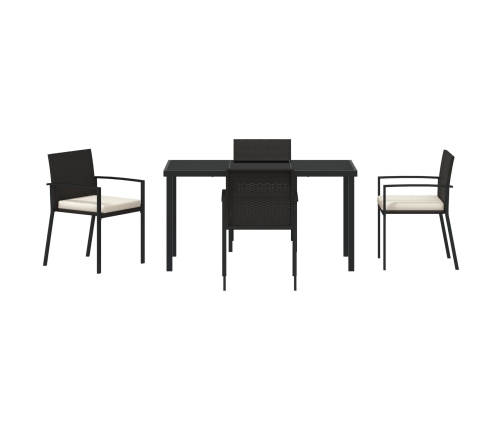 Conjunto de Comedor de Jardín  de 5 Piezas en Negro de Poliratán