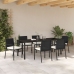 Conjunto de Comedor de Jardín de 7 Piezas de Ratan Negro