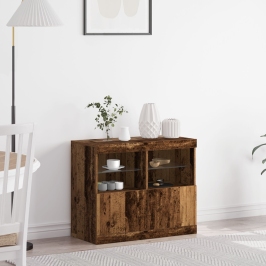 Aparador  con Luces LED Madera Vieja 81x37x67 cm