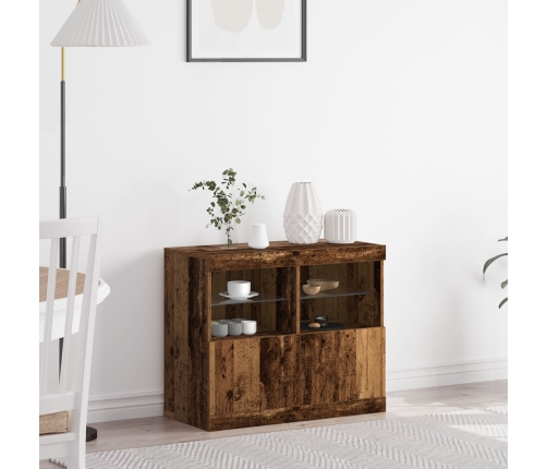 Aparador  con Luces LED Madera Vieja 81x37x67 cm