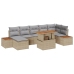 Conjunto Sofá Jardín  Set 8 Beige, Gris Rattan, Poliéster