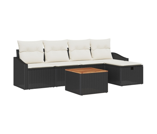 Conjunto de Sofá de Jardín de 6 Piezas con Cojines  Ratán Flexible Negro