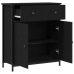 Aparador Negro de Roble 70x30x80 cm de Madera Ingenierizada y Acero