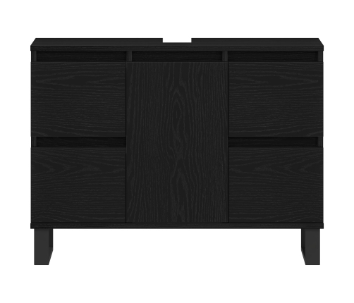 mueble de baño  lavabo negro roble 80x33x60 cm madera elaborada
