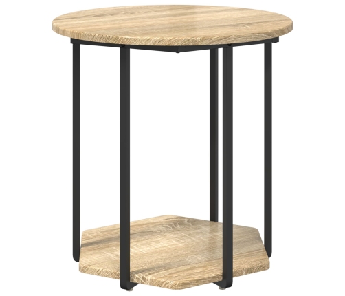 Mesa auxiliar  de 2 piezas de madera de roble Sonoma y metal