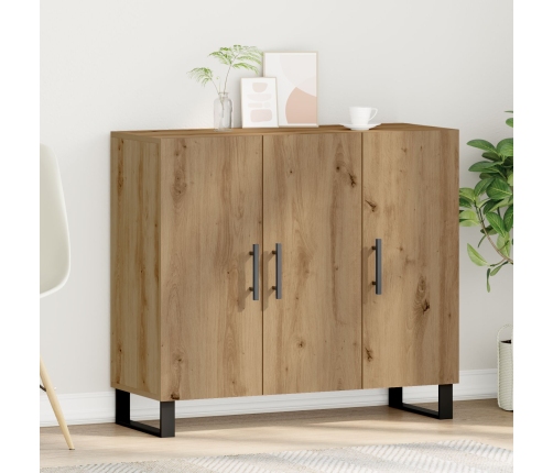 Sideboard  con 3 puertas de roble artesano 90x34x80 cm de madera elaborada