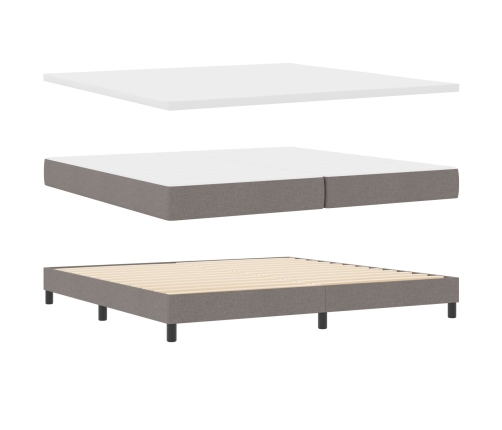 Cama Box Spring  con Colchón Taupe 200x200 cm Tela