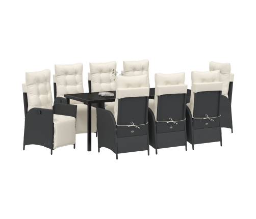 Conjunto de Comedor de Jardín de 9 Piezas Rattan Polímero Negro