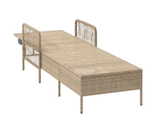 Tumbona Beige y blanco crema Ratán PE 157 x 55 x 92 cm Plegable
