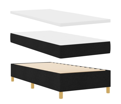 Cama con Base  con Colchón y Banco Negro 90x200 cm Tela