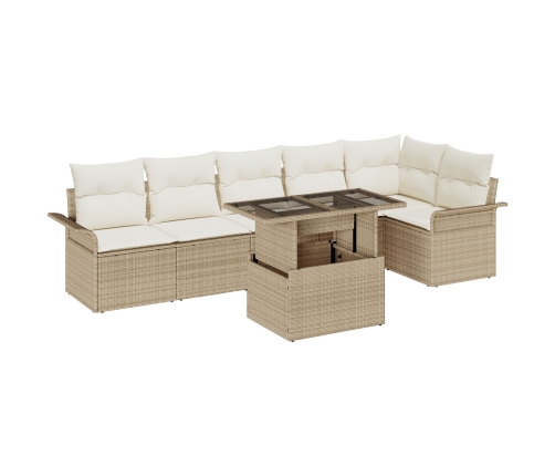Set de Sofá de Jardín  de 7 Piezas con Cojines Beige